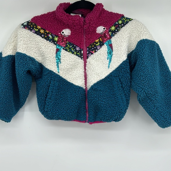 Disney Encanto Sherpa Sequin Bird Print Floral Colorblock Cozy Zippered Jacket - Picture 11 of 11